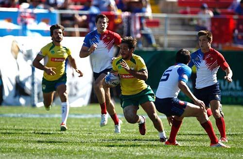 A Seleção Brasileira Masculina de Rugby Sevens disputou entre os dias 13 e 15 de fevereiro mais uma etapa da Série Mundial de Sevens 2014/15 / Foto: World Rugby/Divulgação